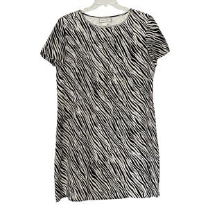 Diane Gilman 100% Silk Zebra Print Dress Embellished Y2K